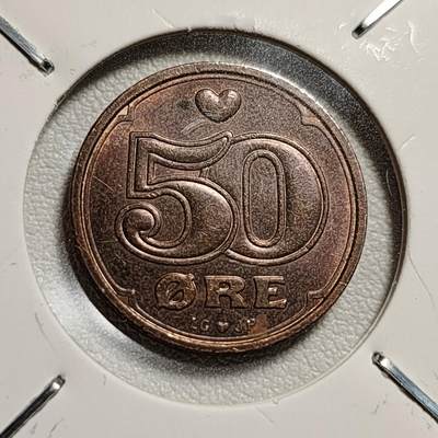 泉币菌-第44场-各国钱币 - 丹麦2001年50欧尔铜币，玛格丽特二世，21.5mm