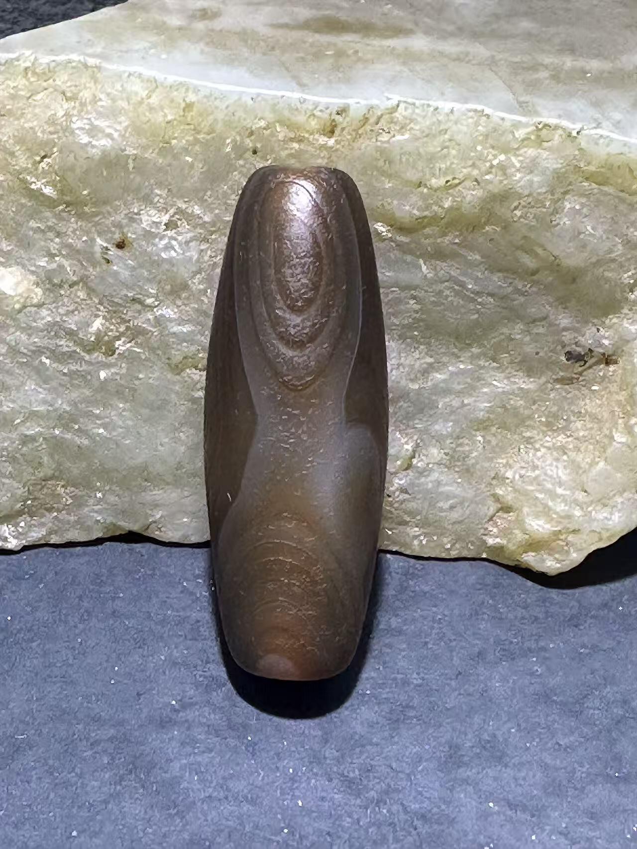 精美高玉化风化纹天眼缠丝玛瑙桶珠一颗