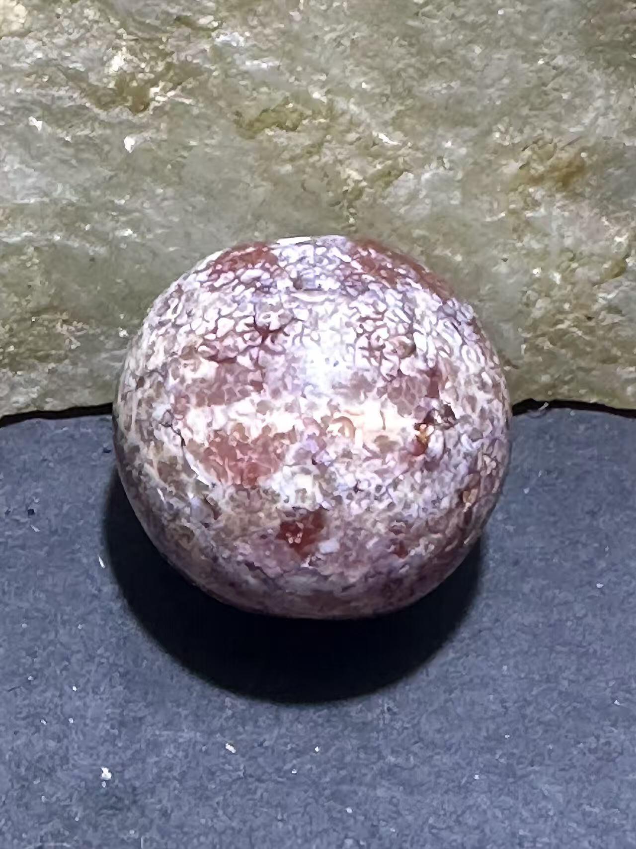 高玉化奶油皮风化纹玛瑙苹果珠一颗 随形老料玛瑙温润如脂孤