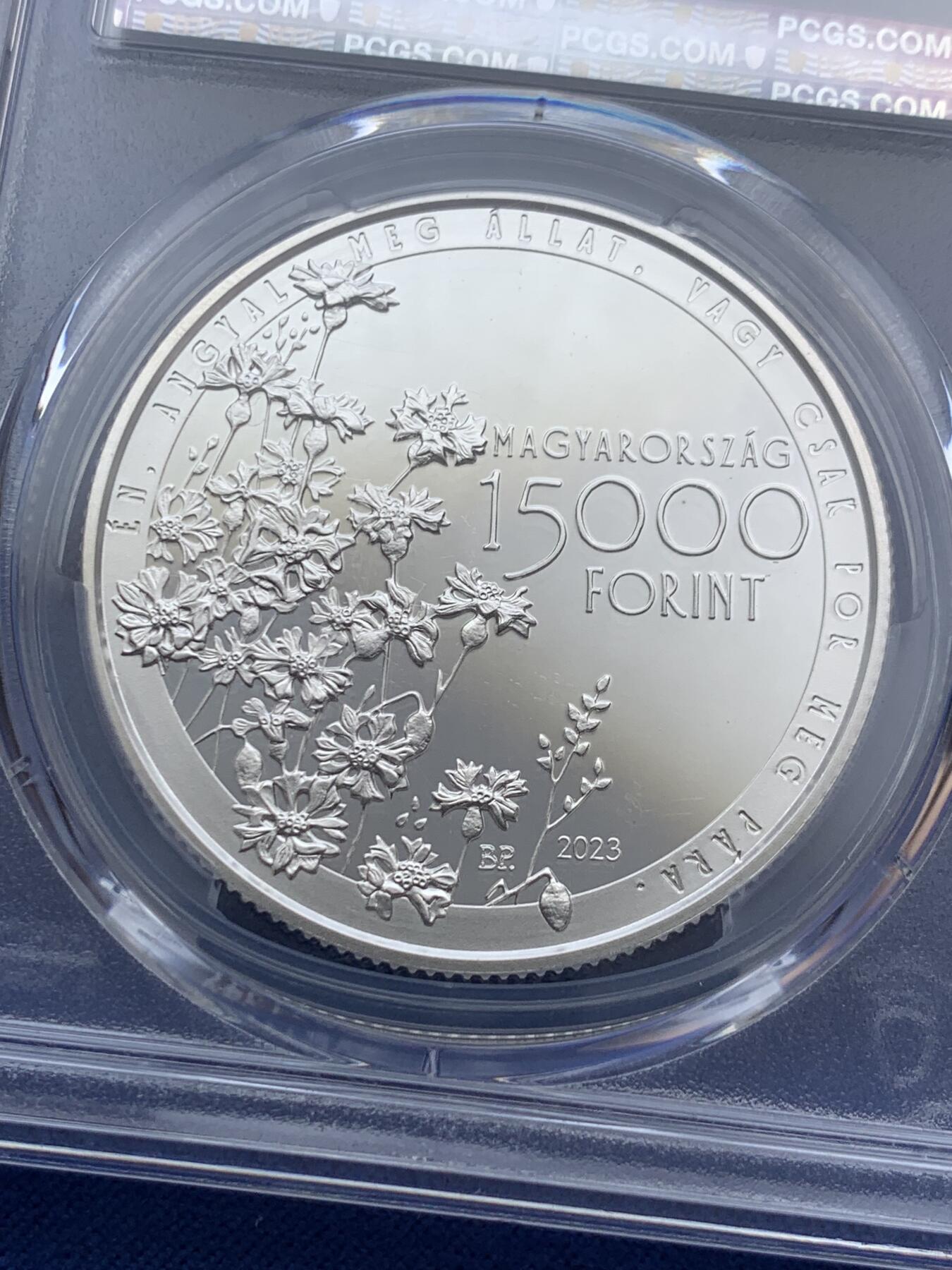 《竞宝斋》第396场 周日，周一，2场连拍 （全场包邮） PCGS PR69DCAM 匈牙利2023年发行诗人作家米哈伊.维特斯.索科奈诞辰250周年15000福林精制银币（925银1盎司重，币径38.61MM，限量发行5千枚，匈牙利著名的启蒙时代诗人和作家，被誉为“poeta doctus”。）