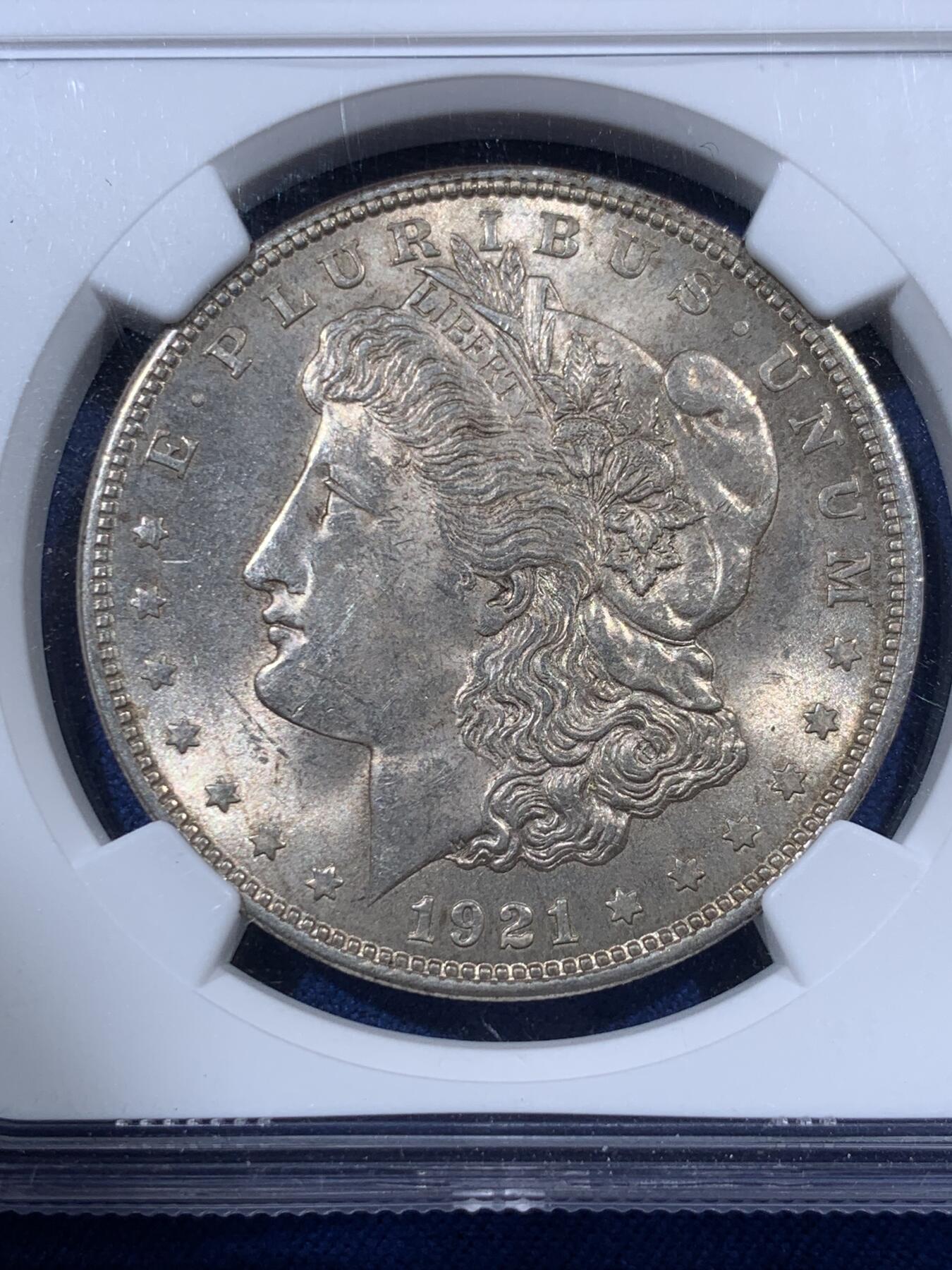 《竞宝斋》第397场 周日，周一，2场连拍 （全场包邮） NGC MS64 美国1921年摩根1美元银币