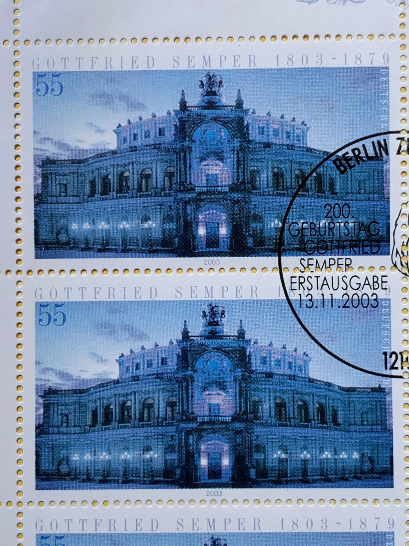 《竞宝斋》第396场 周日，周一，2场连拍 （全场包邮） 德国2003年邮币封 含一枚戈特弗里德·森佩尔200周年10欧元银币 925银 18克