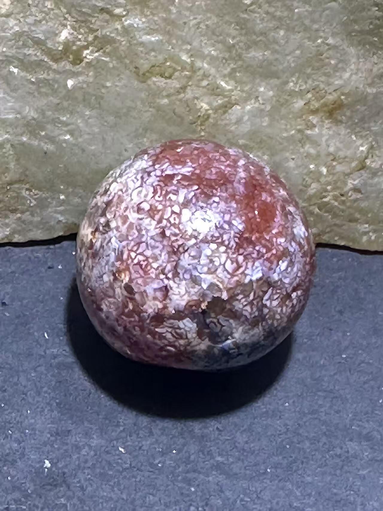高玉化奶油皮风化纹玛瑙苹果珠一颗 随形老料玛瑙温润如脂孤