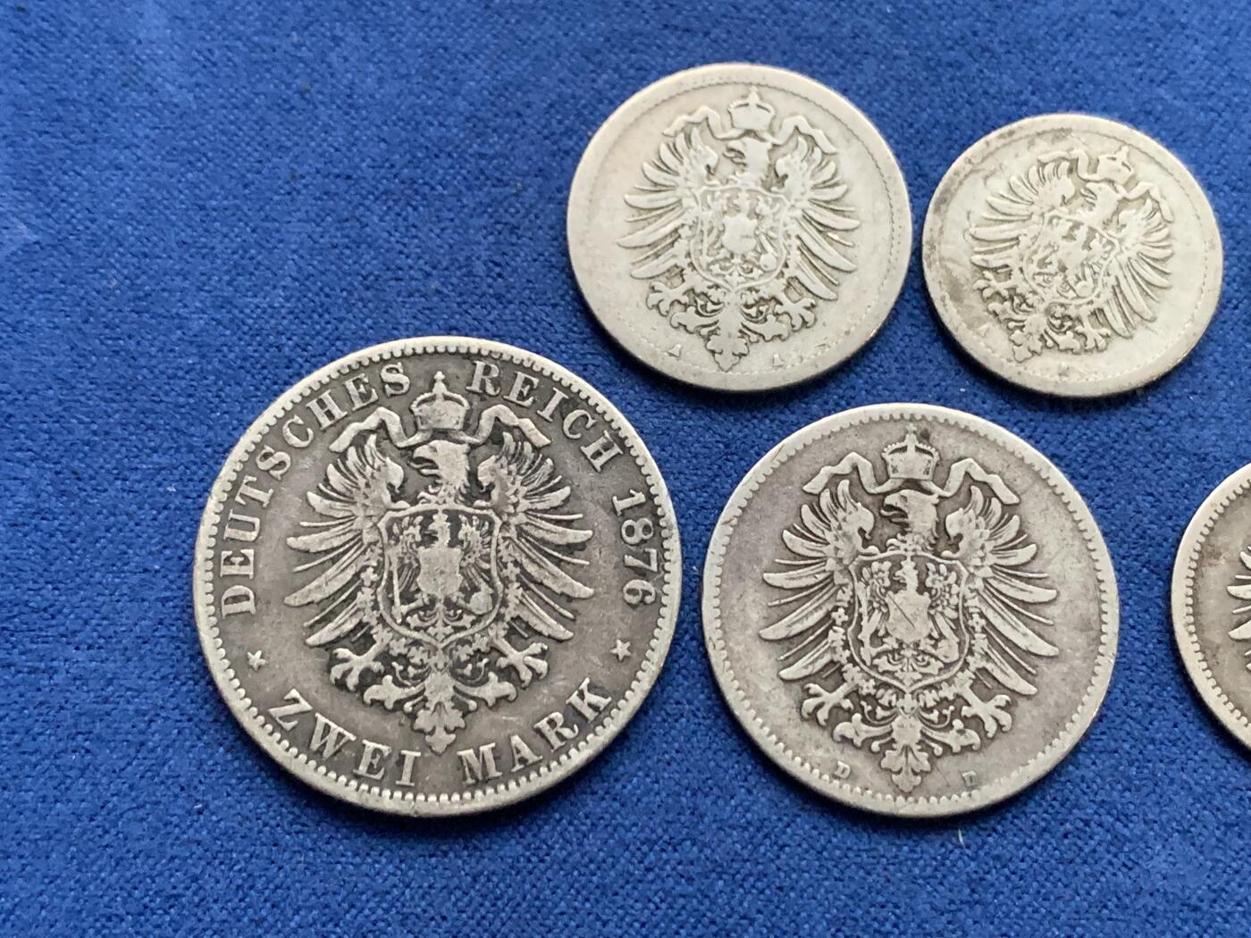 《竞宝斋》第396场 周日，周一，2场连拍 （全场包邮） 八枚一组 德国硬币 含4枚银币 细节见图 