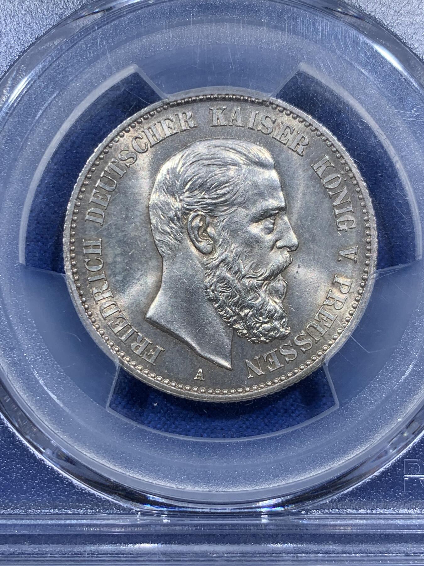 《竞宝斋》第396场 周日，周一，2场连拍 （全场包邮） PCGS MS64 德国1888年弗里德里希三世2马克银币