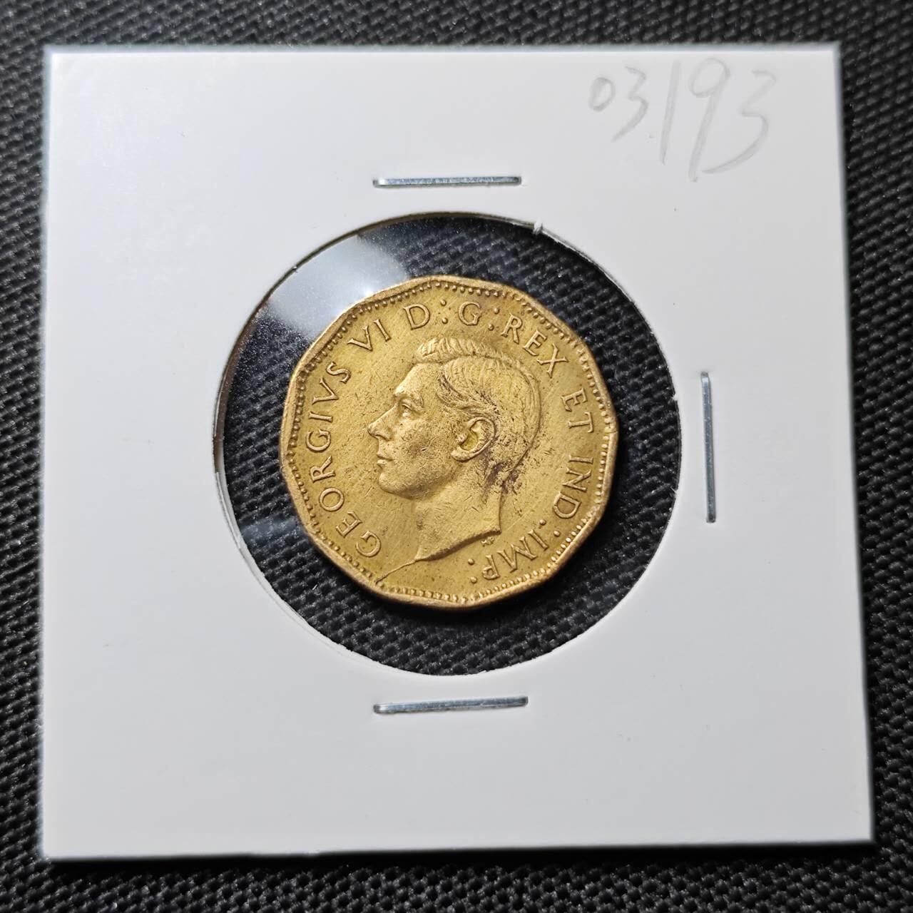KK钱币收藏小铺 第303期 2月预留时间 周末发货 1943加拿大5分 黄铜版少见