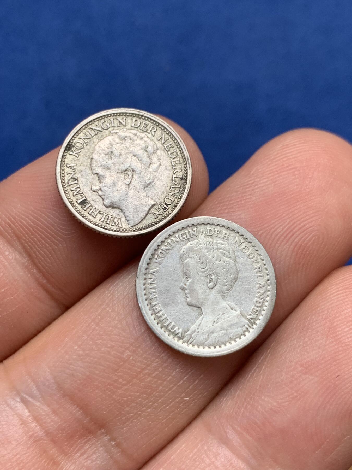 《竞宝斋》第396场 周日，周一，2场连拍 （全场包邮） 两枚一组 荷兰威廉明娜10分银币