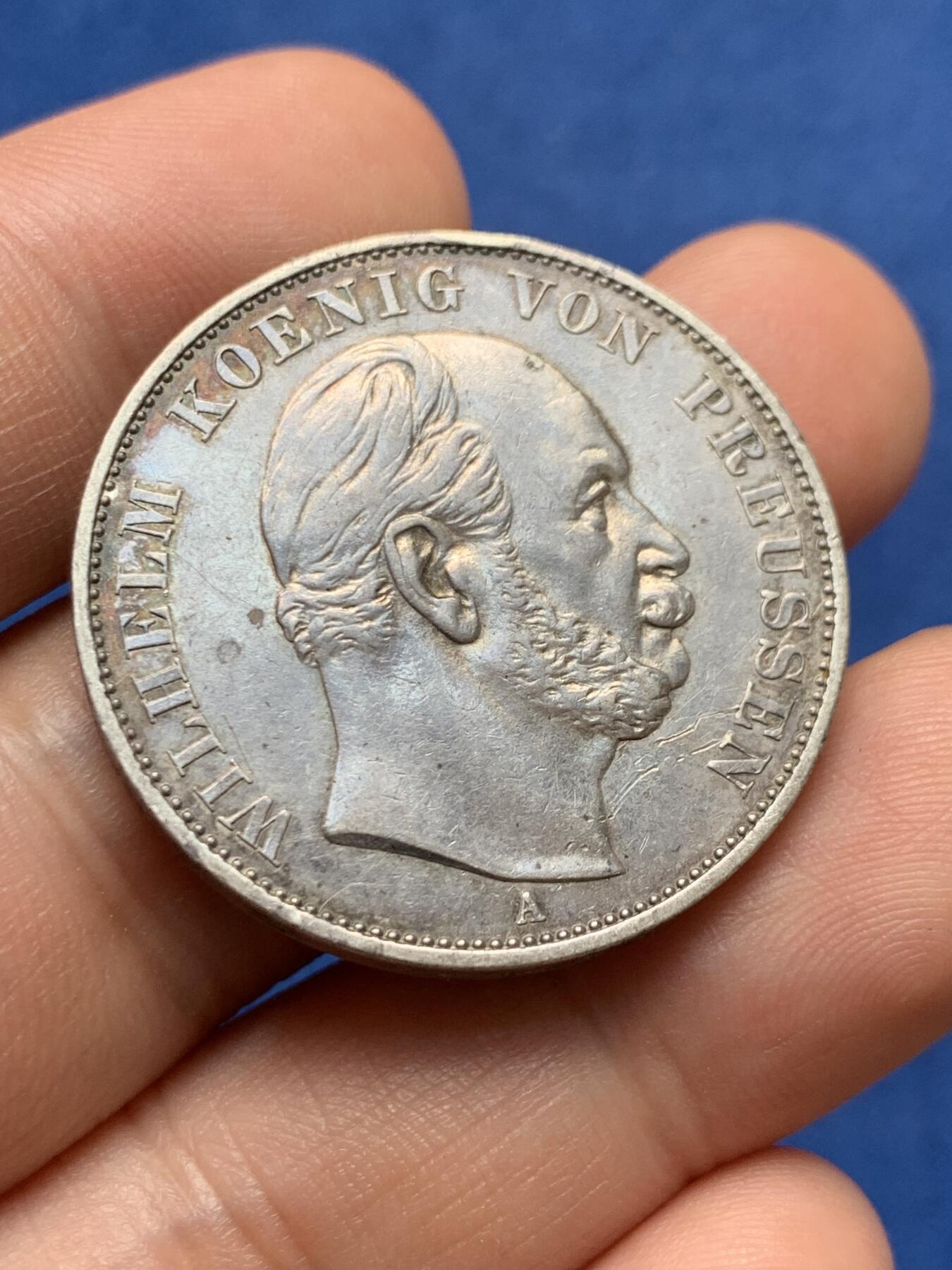 《竞宝斋》第396场 周日，周一，2场连拍 （全场包邮） 德国1871A普鲁士普法战争胜利泰勒银币 细节见图