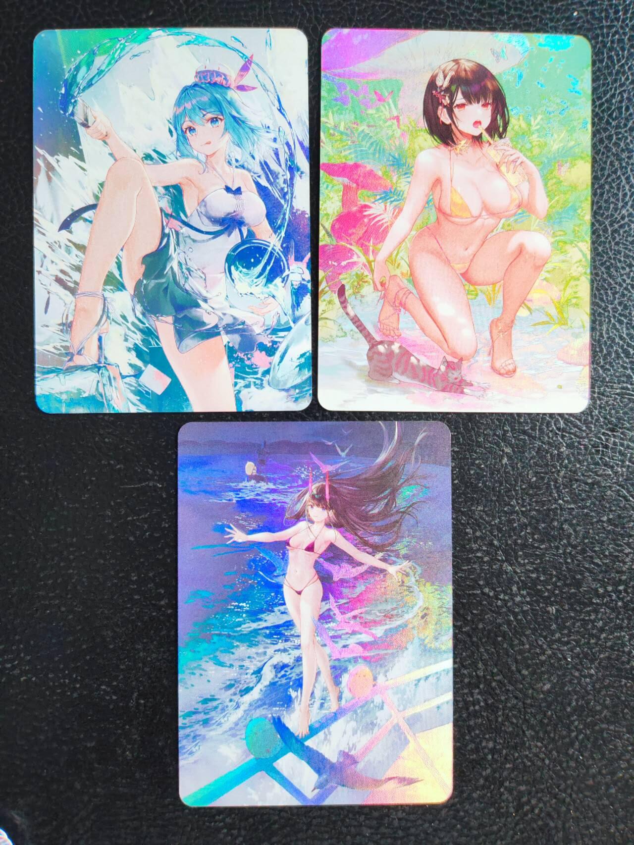 阳大大卡牌超级大甩拍第59期（周五晚上九点截拍，持续收拍品，进群福利早知道） 墨卡牌-美少女-彩闪-1套3张