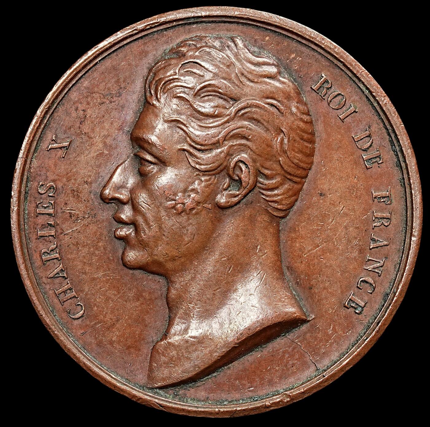 修遠堂世界钱币第七十六期 1824年法国查理十世纪念铜章 32.75mm，20.66g