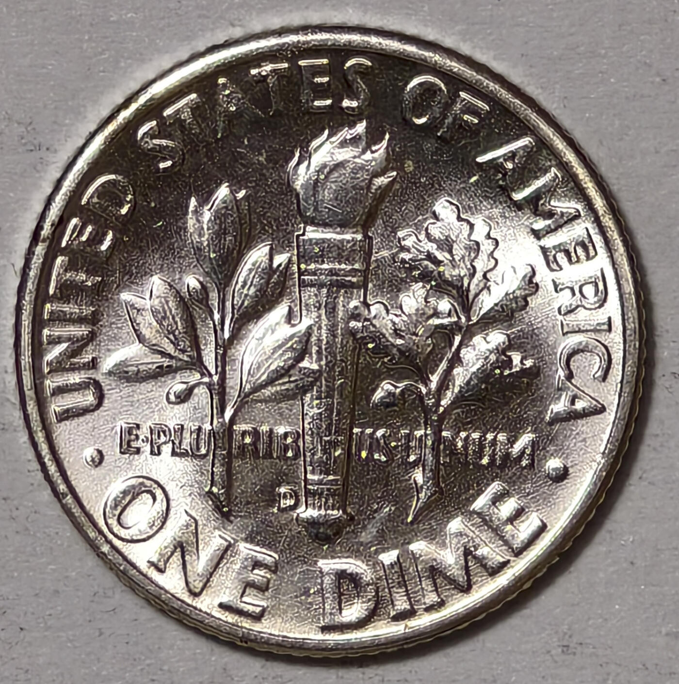 紫瑗钱币——第567期 美国 1955年 D版 罗斯福 10美分 2.5克 0.9银 BU 可评级