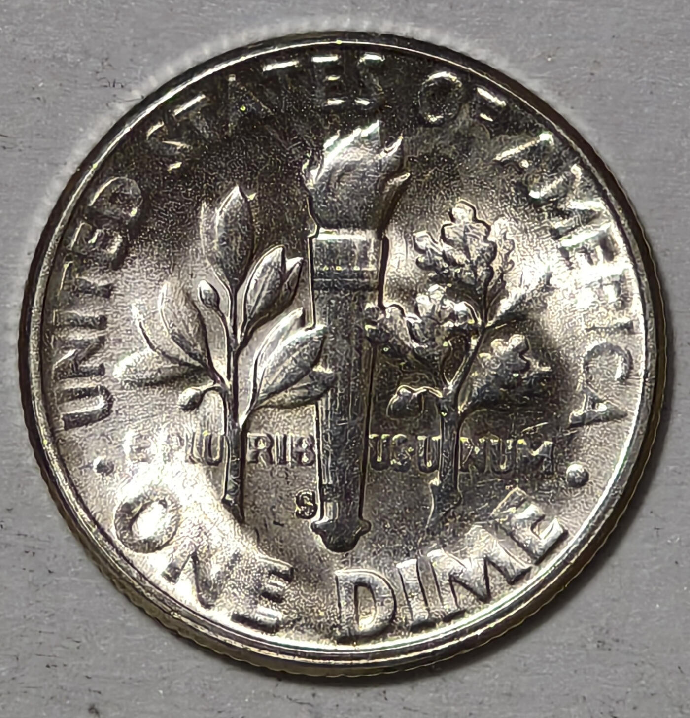 紫瑗钱币——第567期 美国 1955年 S版 罗斯福 10美分 2.5克 0.9银 BU 可评级