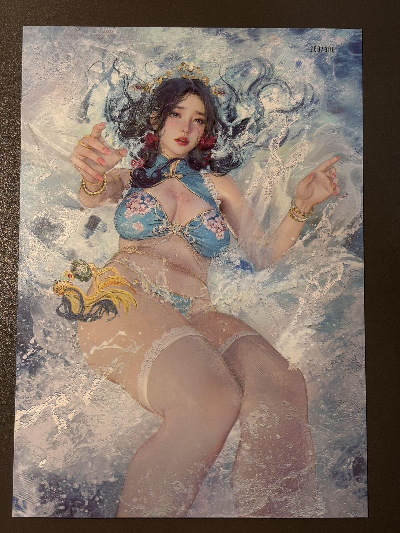 黑胡子 小王子精品卡牌拍卖第十二场   焱卡文化 刷子妖姬传 a4粗闪装饰画 小乔正反双服饰编号260/300