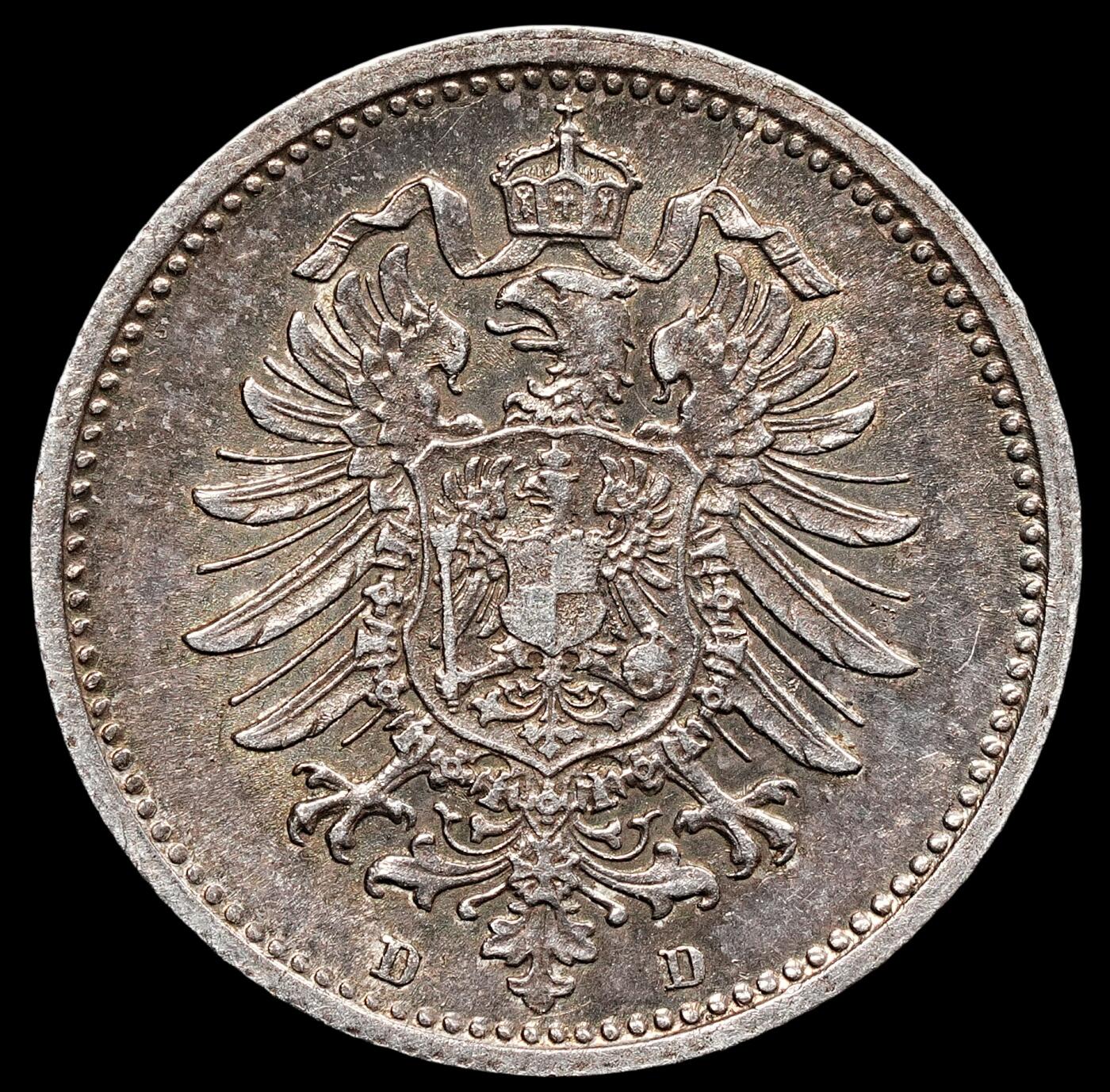 修遠堂世界钱币第七十六期 1876年德国20芬尼银币D厂铭