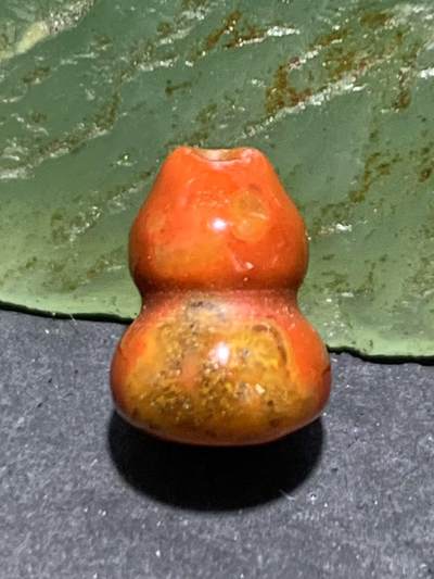 高玉化冻料战国红玛瑙通货葫芦珠一个， - 高玉化冻料战国红玛瑙通货葫芦珠一个，