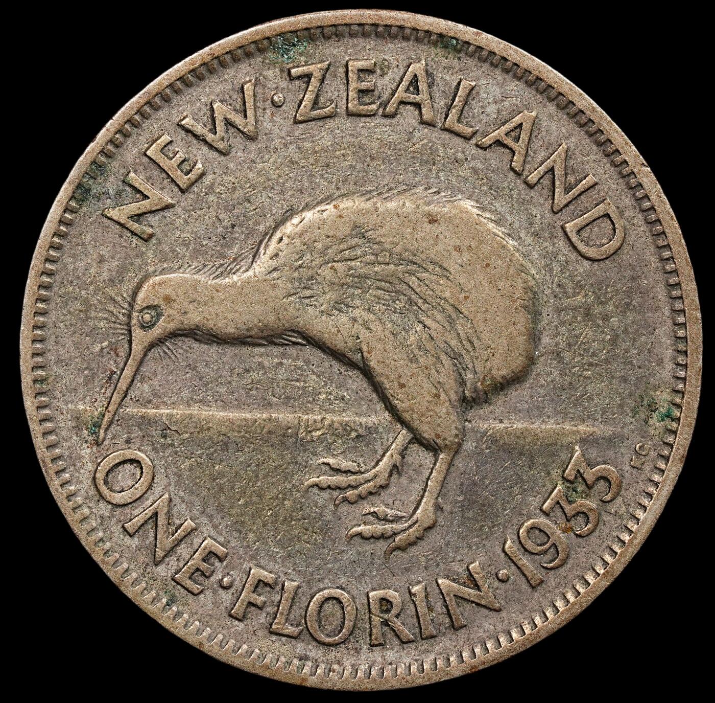 修遠堂世界钱币第七十六期 1933年新西兰1弗罗林银币 11.11g