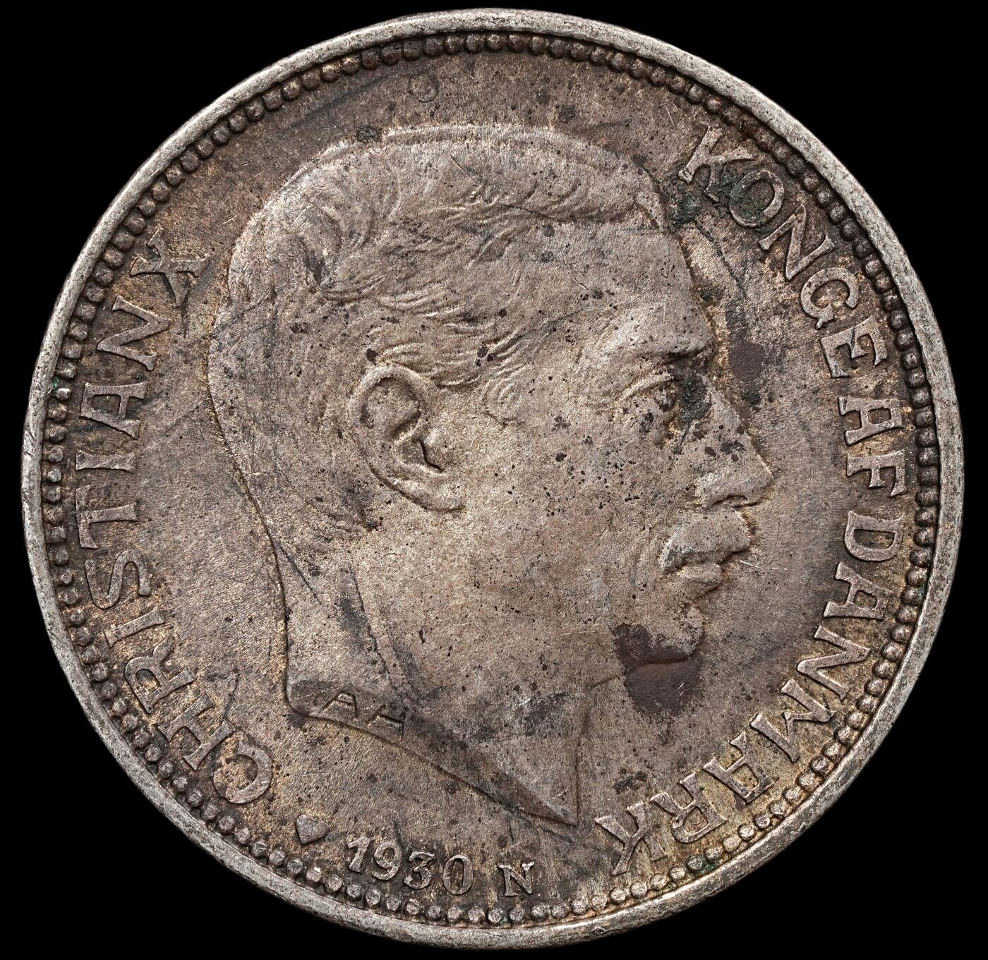 修遠堂世界钱币第七十六期 1930年丹麦国王60大寿纪念2克朗银币 15g，含银80%