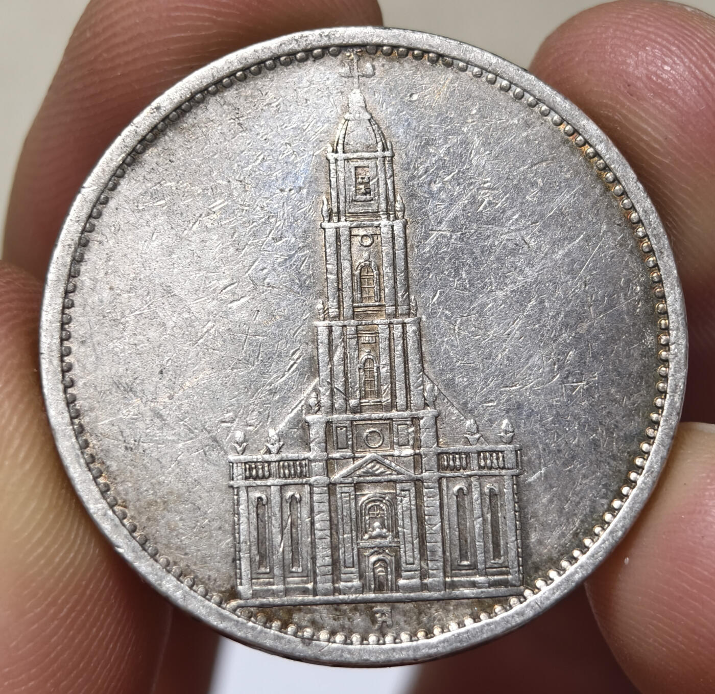 紫瑗钱币——第567期 德国 1935年 A版 波茨坦教堂 5马克 13.9克 0.9银