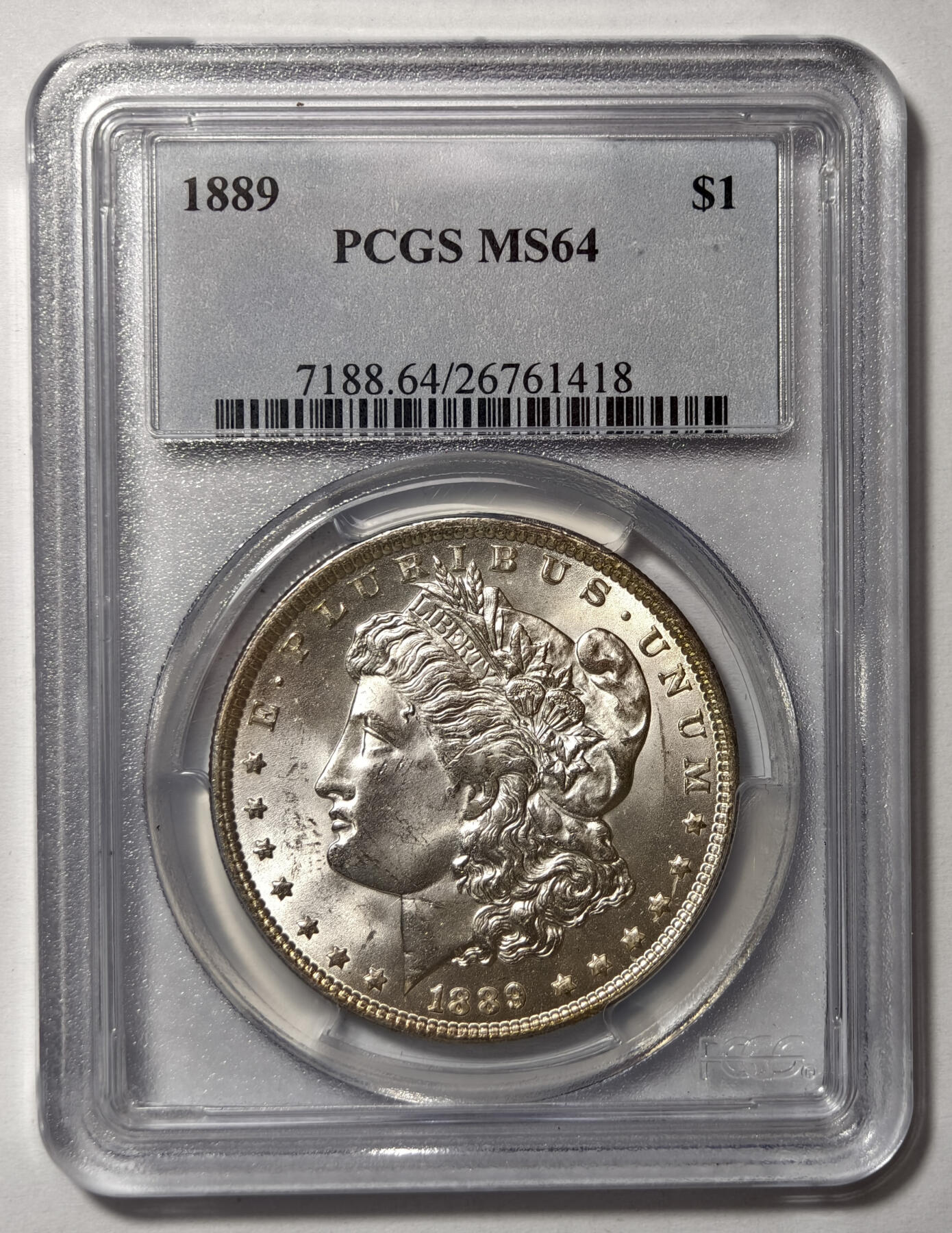 紫瑗钱币——第567期 美国 1889年 摩根 大头妹 1美元 银币 PCGS MS64 老盒