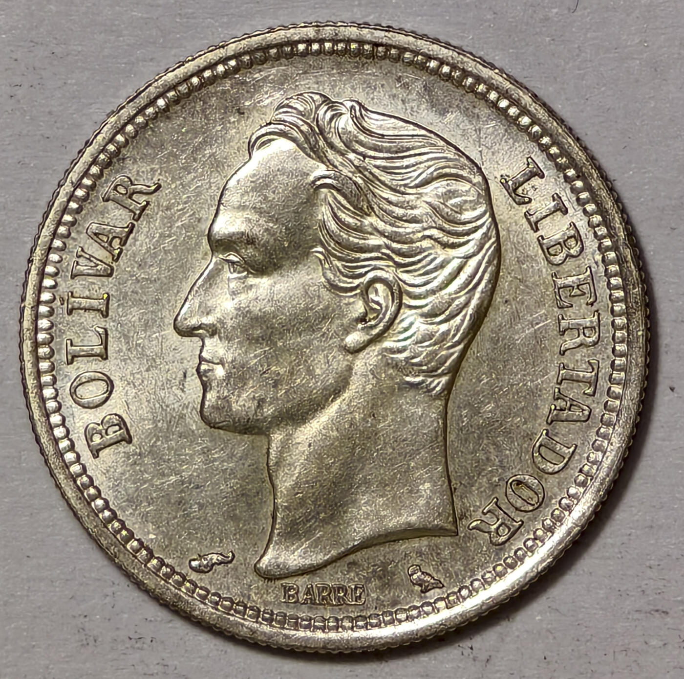 紫瑗钱币——第567期 委内瑞拉 1965年 1玻利瓦尔 5克 0.835银 UNC