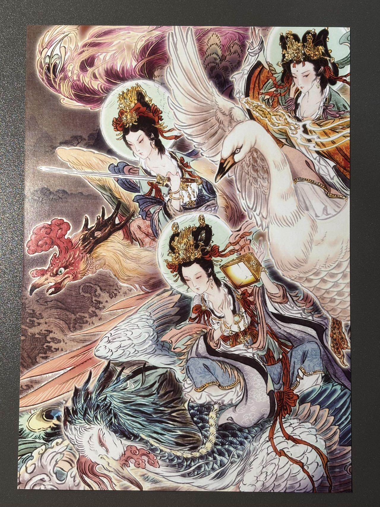 黑胡子 小王子精品卡牌拍卖第十二场   焱卡文化 彫仙列仙卷 a4粗闪装饰画 三霄娘娘编号108/300