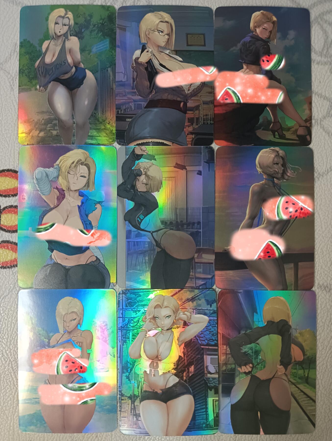 花开卡拍第29期（品控勿拍!!!拍品不寄存，运费5元，自制卡难免瑕疵，可能存在轻微撞角爆边等出厂瑕疵，品控介意勿拍！） 火猪 18号 彩闪套卡9张，默认有细微出厂划痕介意勿拍