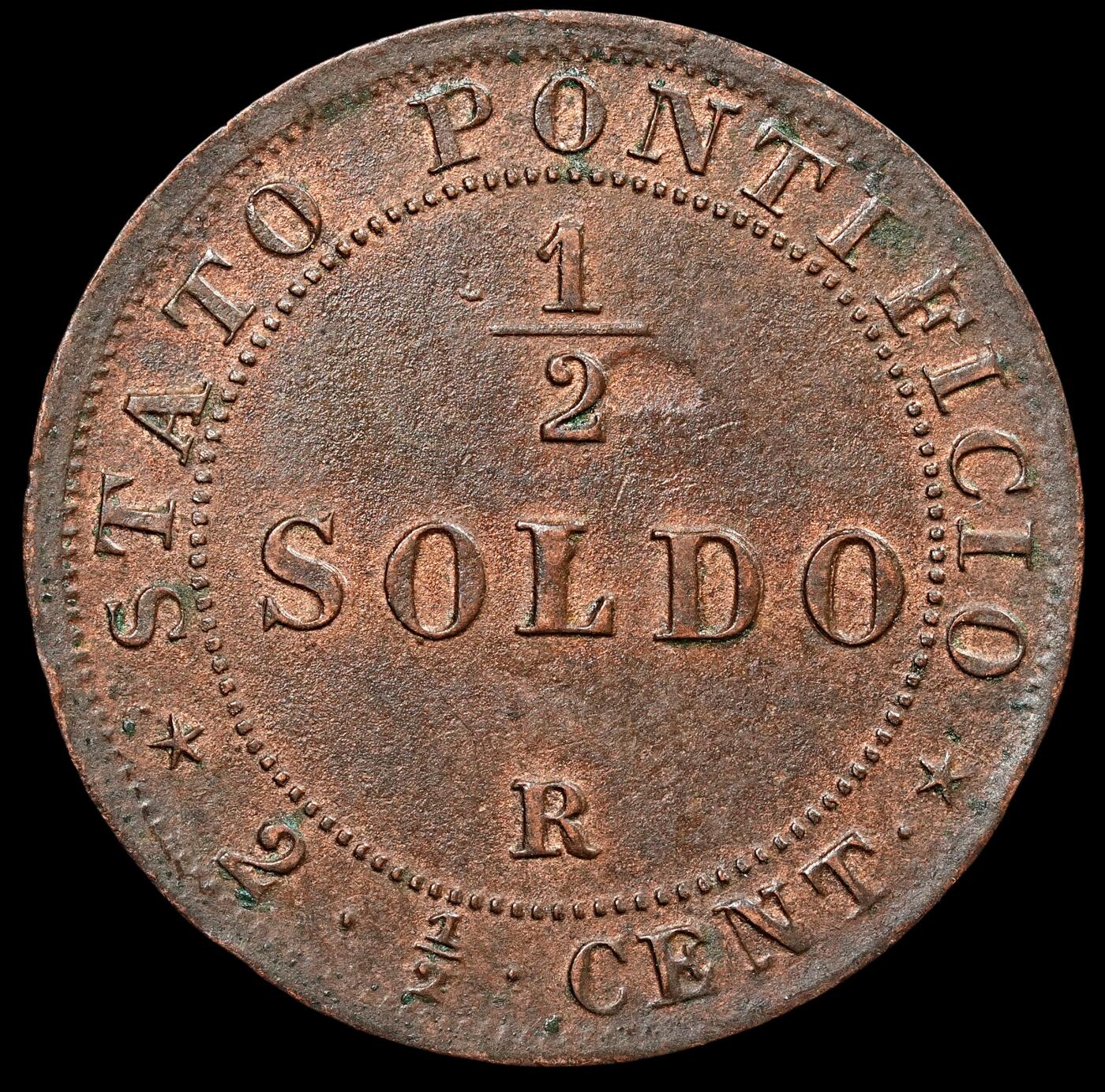 修遠堂世界钱币第七十六期 1867年教皇国1/2 SOLDO铜币