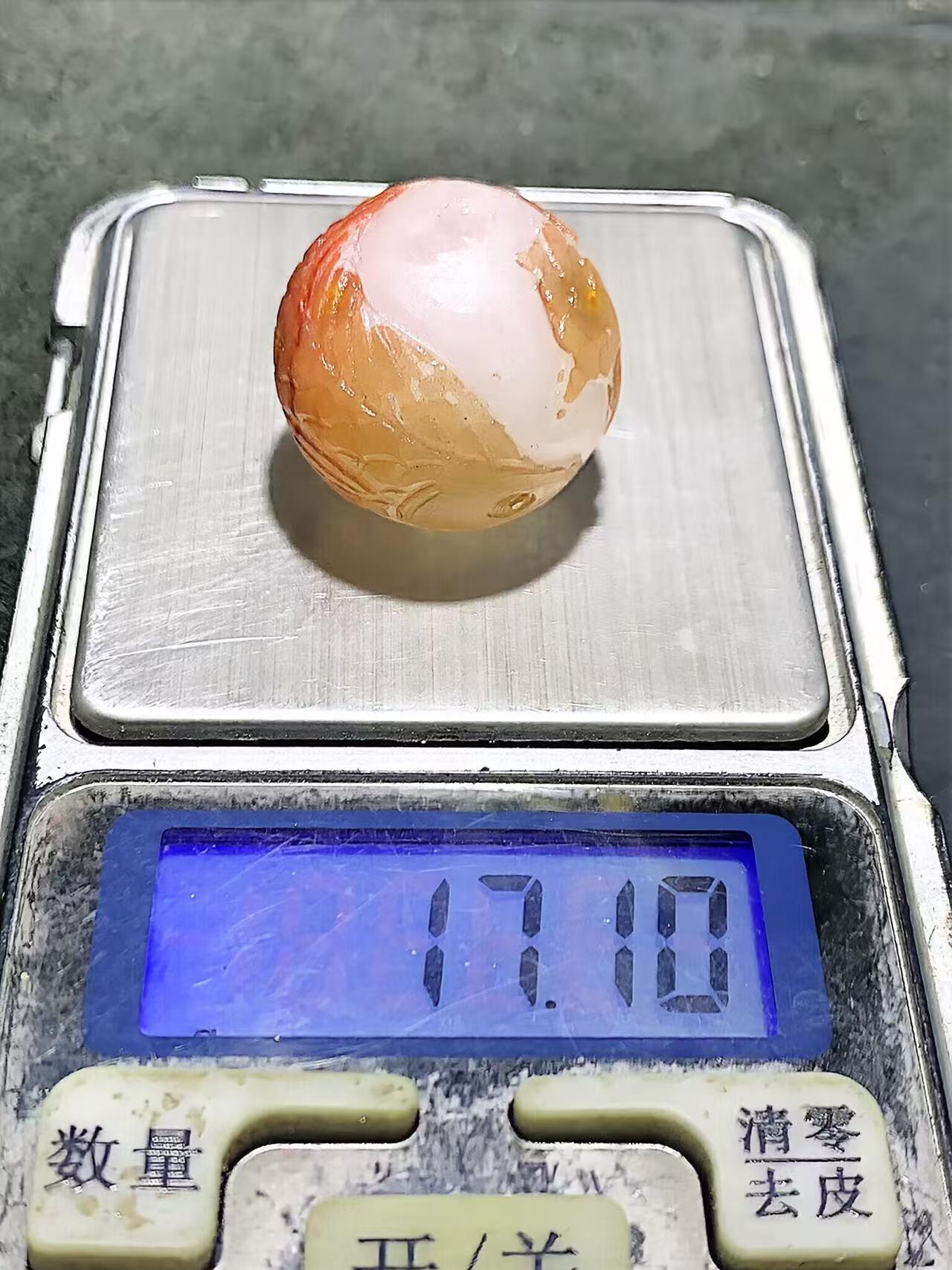 绝美冰飘战国红玛瑙，俏色巧雕龙鱼圆珠，亚光质感 招财转运