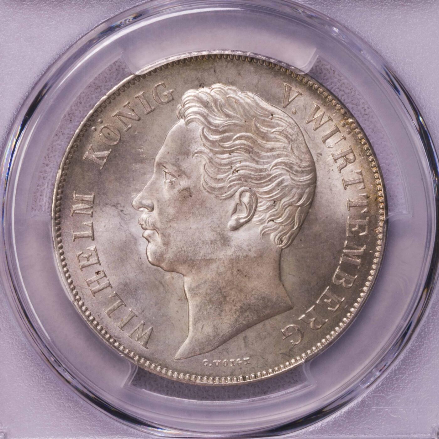PCGS-MS64 1848符腾堡狮鹿2盾大银币 冠军