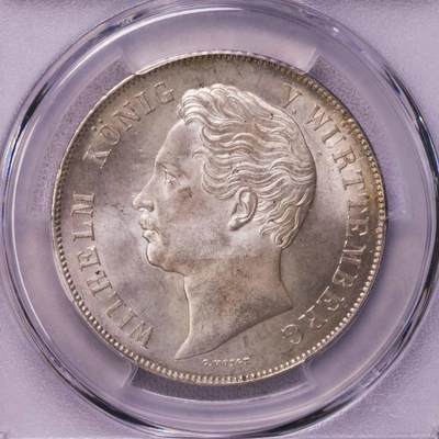 PCGS-MS64 1848符腾堡狮鹿2盾大银币 冠军 - PCGS-MS64 1848符腾堡狮鹿2盾大银币 冠军
