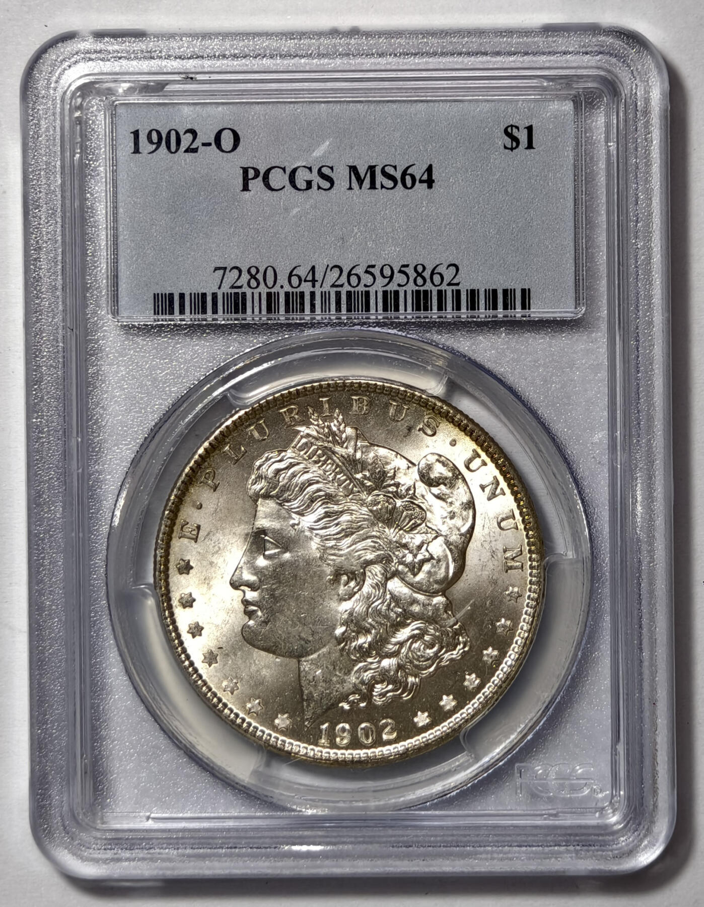 紫瑗钱币——第567期 美国 1902年 O版 摩根 大头妹 1美元 银币 PCGS MS64 老盒