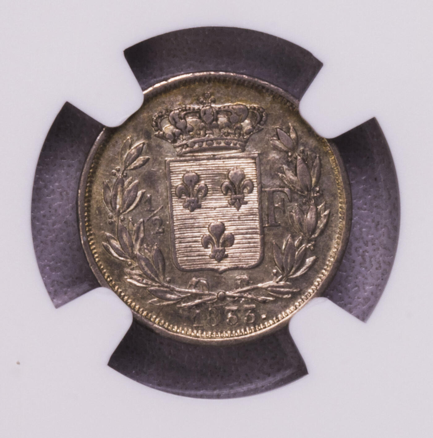 NGC-AU58 1833法国亨利五世半法郎银样币 觊觎系列