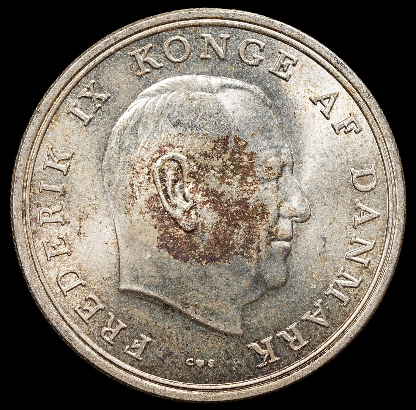 修遠堂世界钱币第七十六期 1964年丹麦安妮公主结婚纪念5克朗银币 17g，含银80%  未流通
