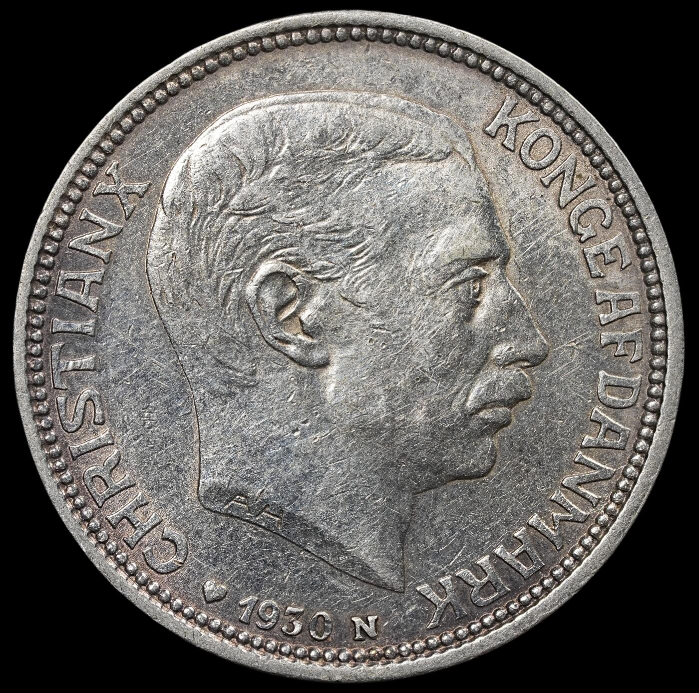 修遠堂世界钱币第七十六期 1930年丹麦国王60大寿纪念2克朗银币 15g，含银80%