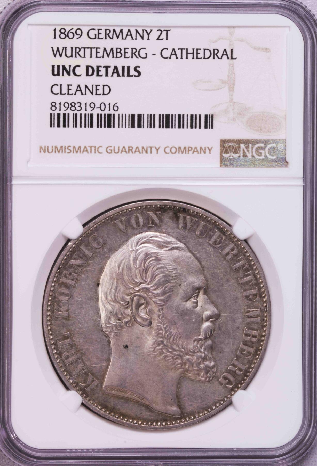 NGC-UNCD 1869符腾堡乌尔姆教堂2泰勒大银币