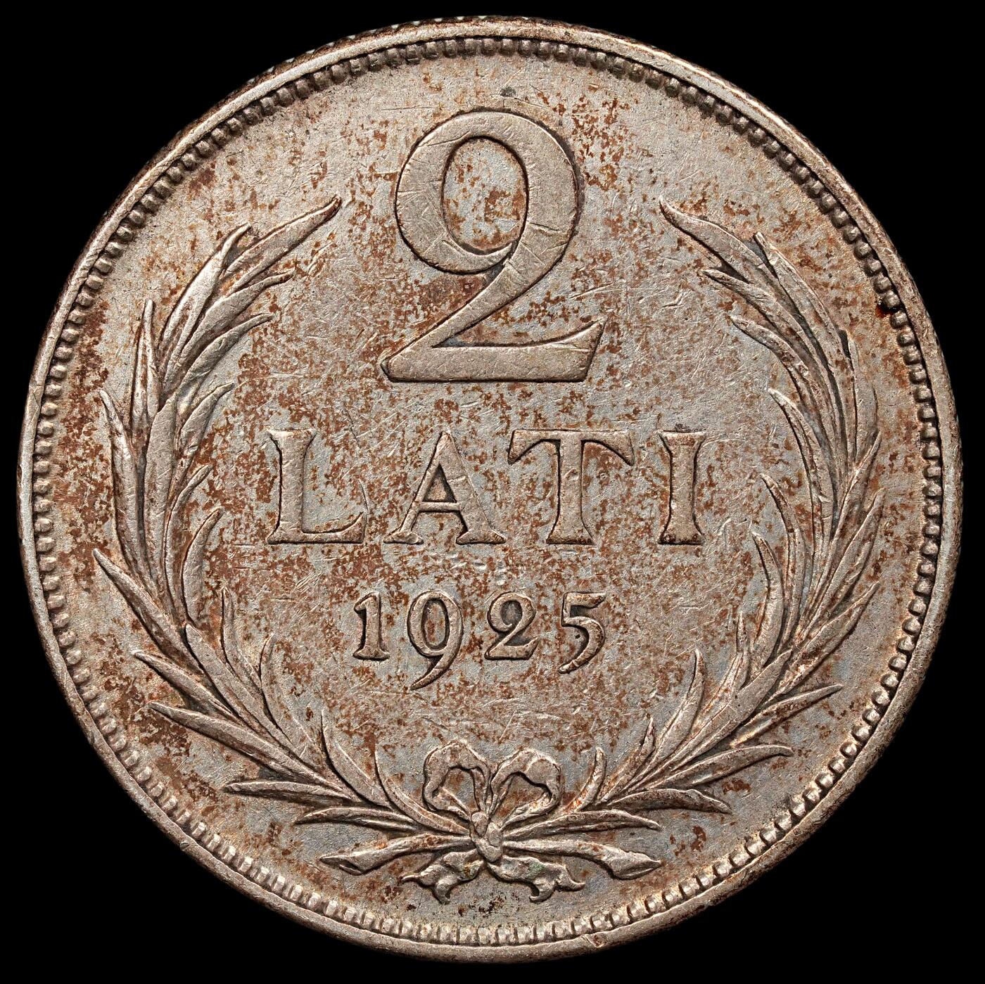 修遠堂世界钱币第七十六期 1925年拉脱维亚2 LATI银币 9.97g