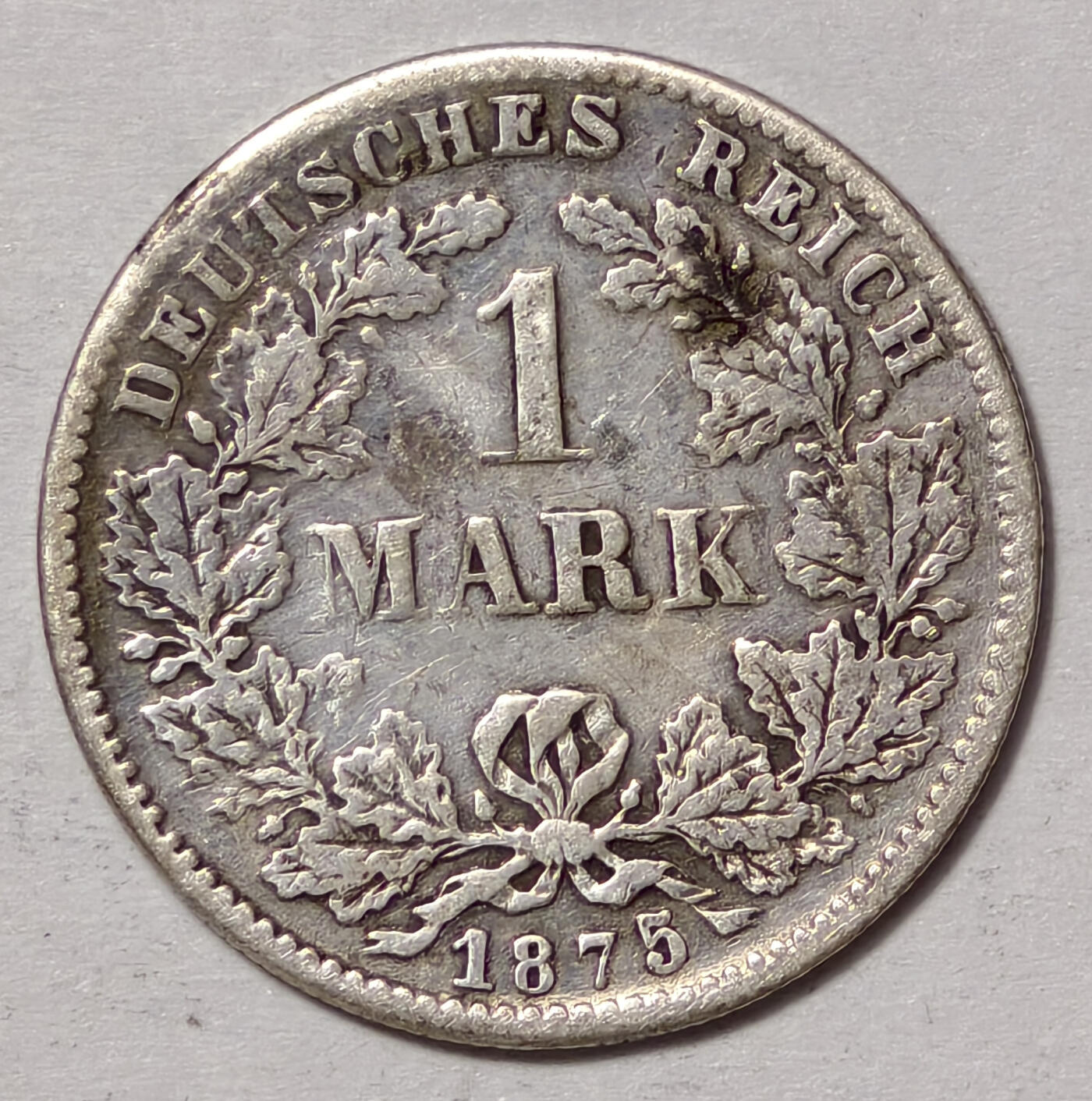 紫瑗钱币——第567期 德国 1875年  ？版 第二帝国 短翅 1马克 5.5克 0.9银