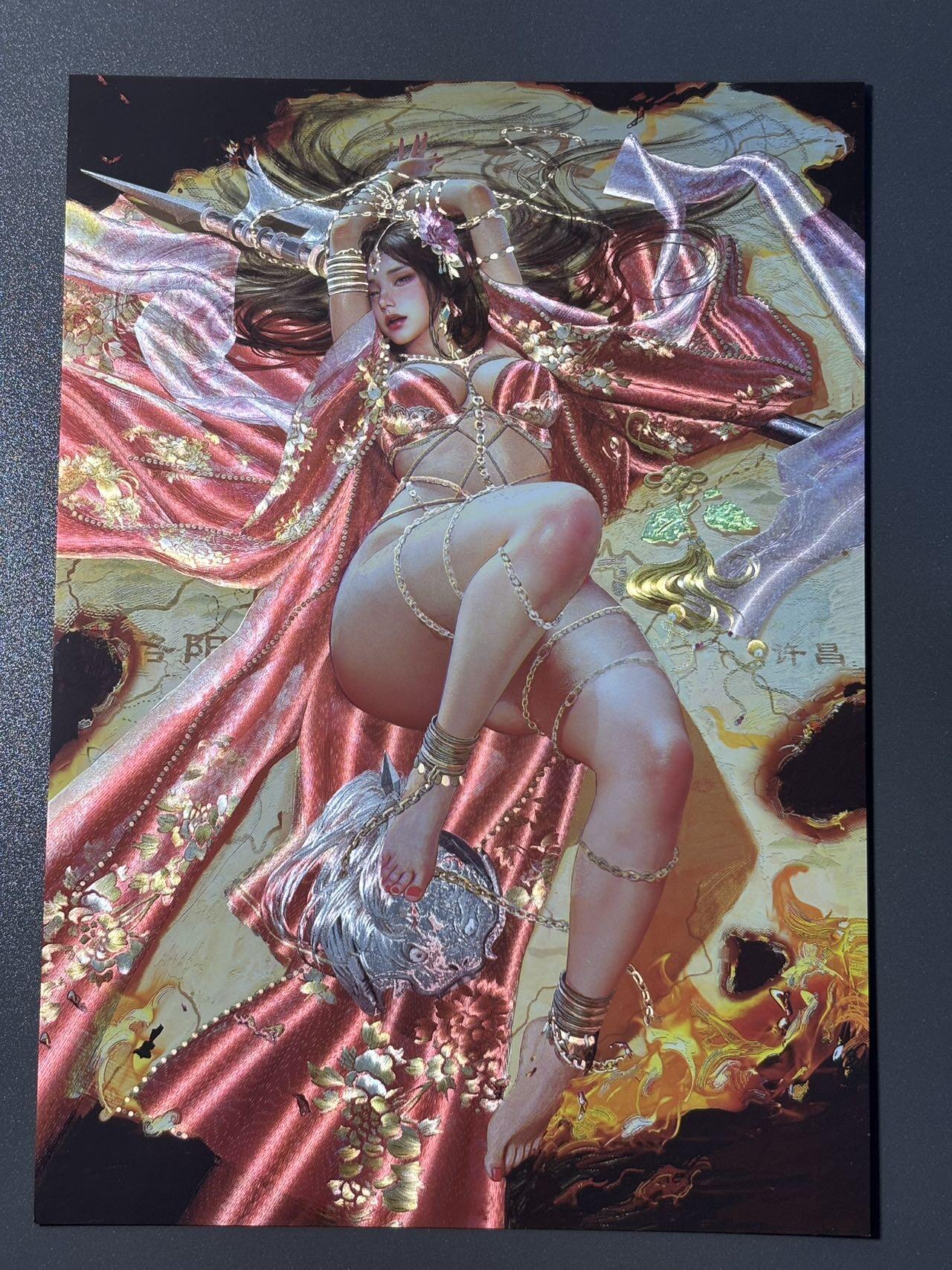 黑胡子 小王子精品卡牌拍卖第十二场   焱卡文化 刷子妖姬传 a4粗闪装饰画 貂蝉正反双服饰编号073/300