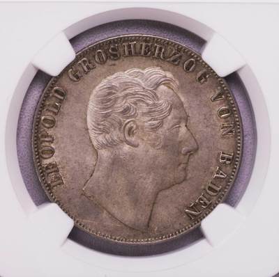NGC-MS65 1848巴登双狮鹫2盾大银币 冠军粉光 - NGC-MS65 1848巴登双狮鹫2盾大银币 冠军粉光
