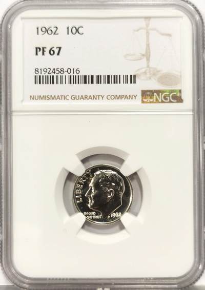 博洋堂世界钱币拍卖第149期（全场包邮） - NGC PF67 美国1962年罗斯福10分银币，高分镜面
