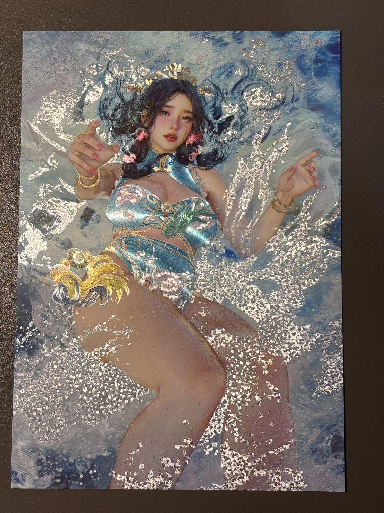 黑胡子 小王子精品卡牌拍卖第十二场   焱卡文化 刷子妖姬传 a4粗闪装饰画 小乔正反双服饰编号260/300