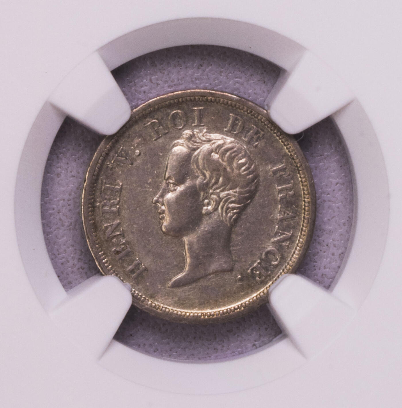 NGC-AU58 1833法国亨利五世半法郎银样币 觊觎系列