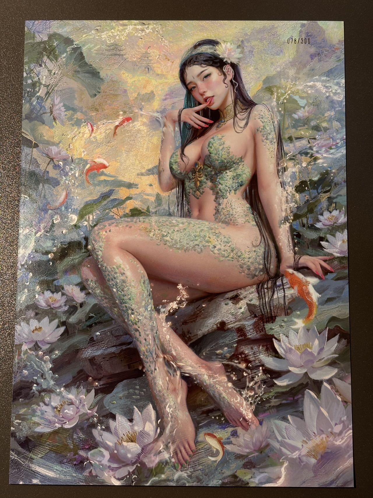 黑胡子 小王子精品卡牌拍卖第十二场   焱卡文化 刷子妖姬传 a4粗闪装饰画 小青编号078/300