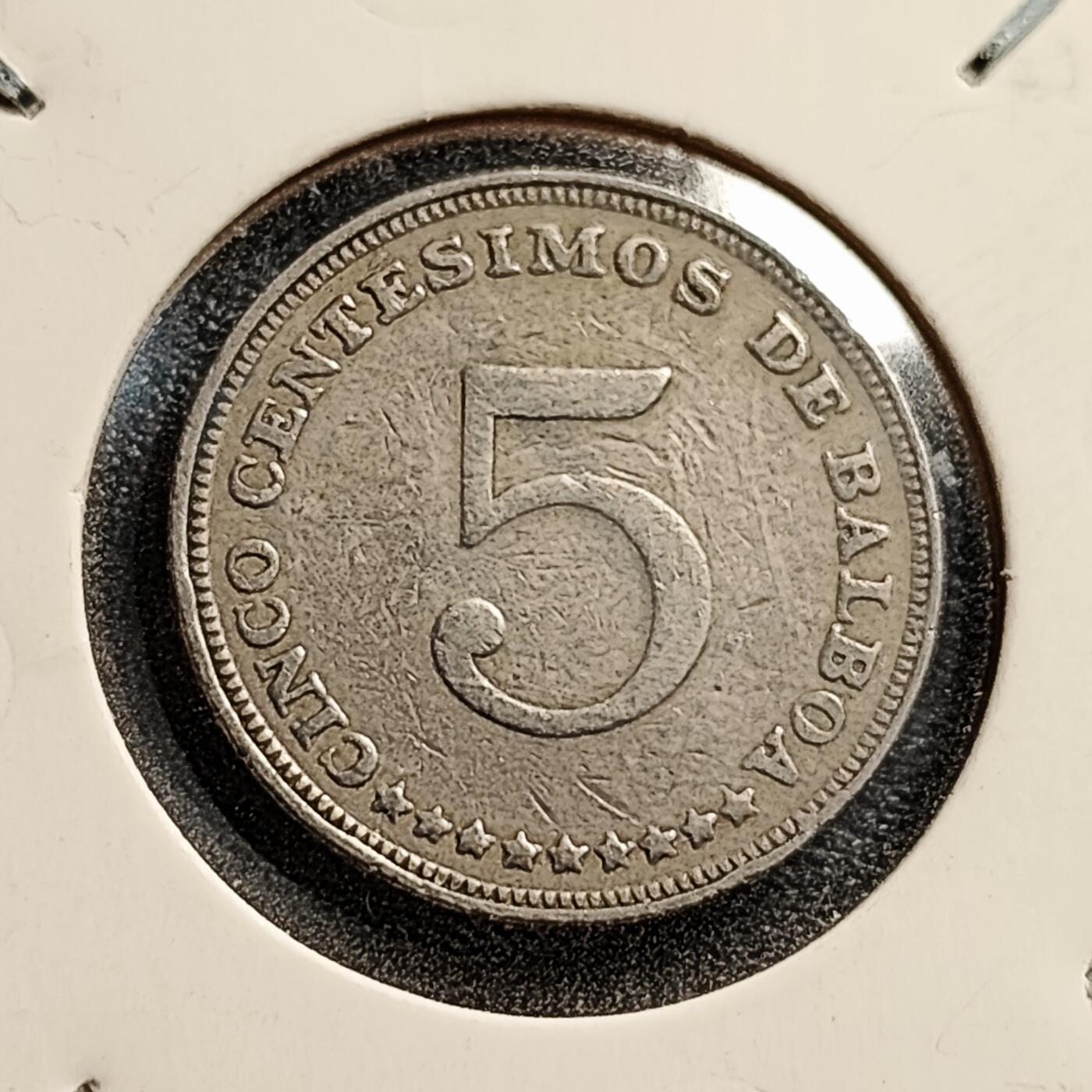 泉币菌-第45场-周末精品福利场 少见 巴拿马1966年5分 国鸟角雕  铜镍币  21.2mm C