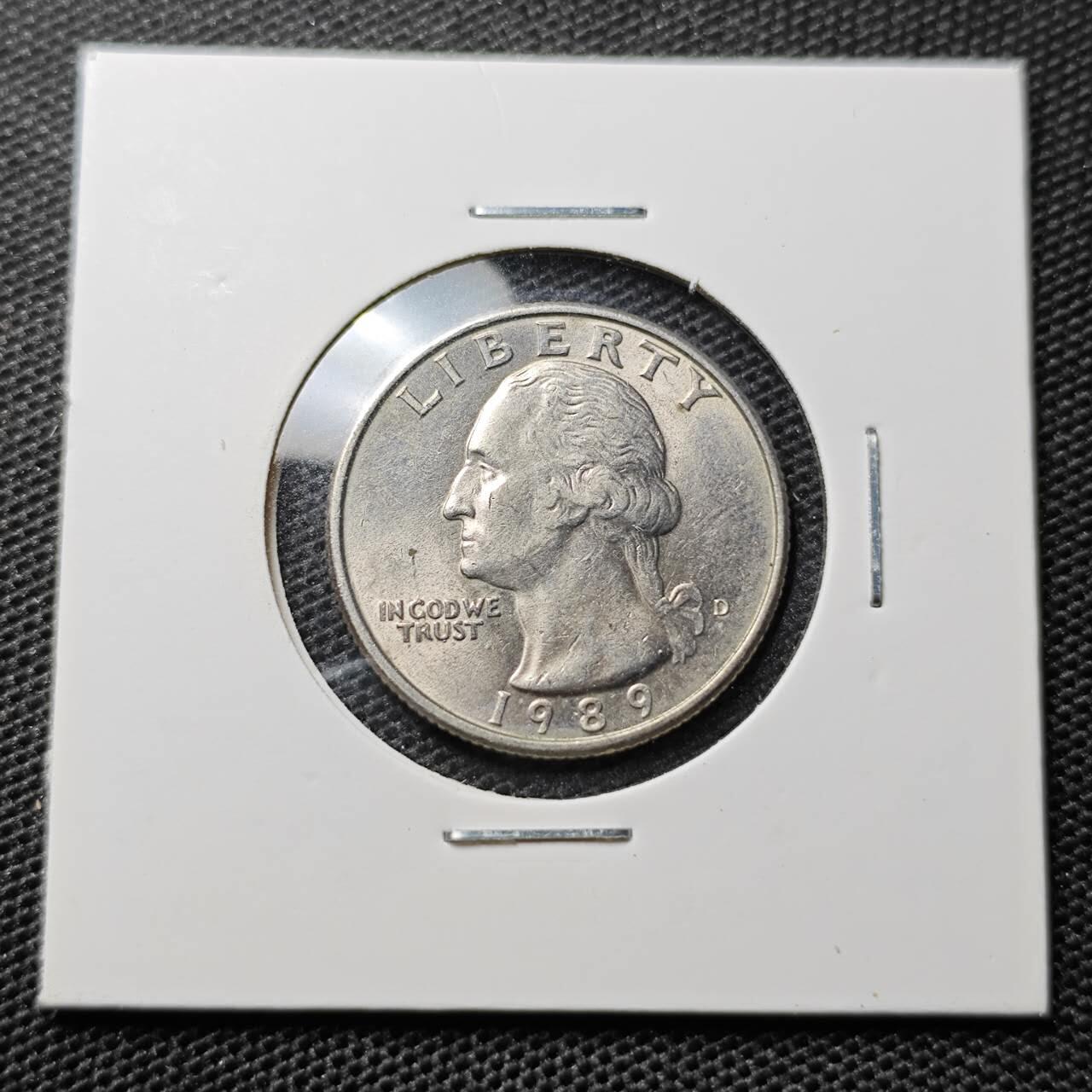 KK钱币收藏小铺 第305期 2月预留时间 周末发货 1989美国25分 好品