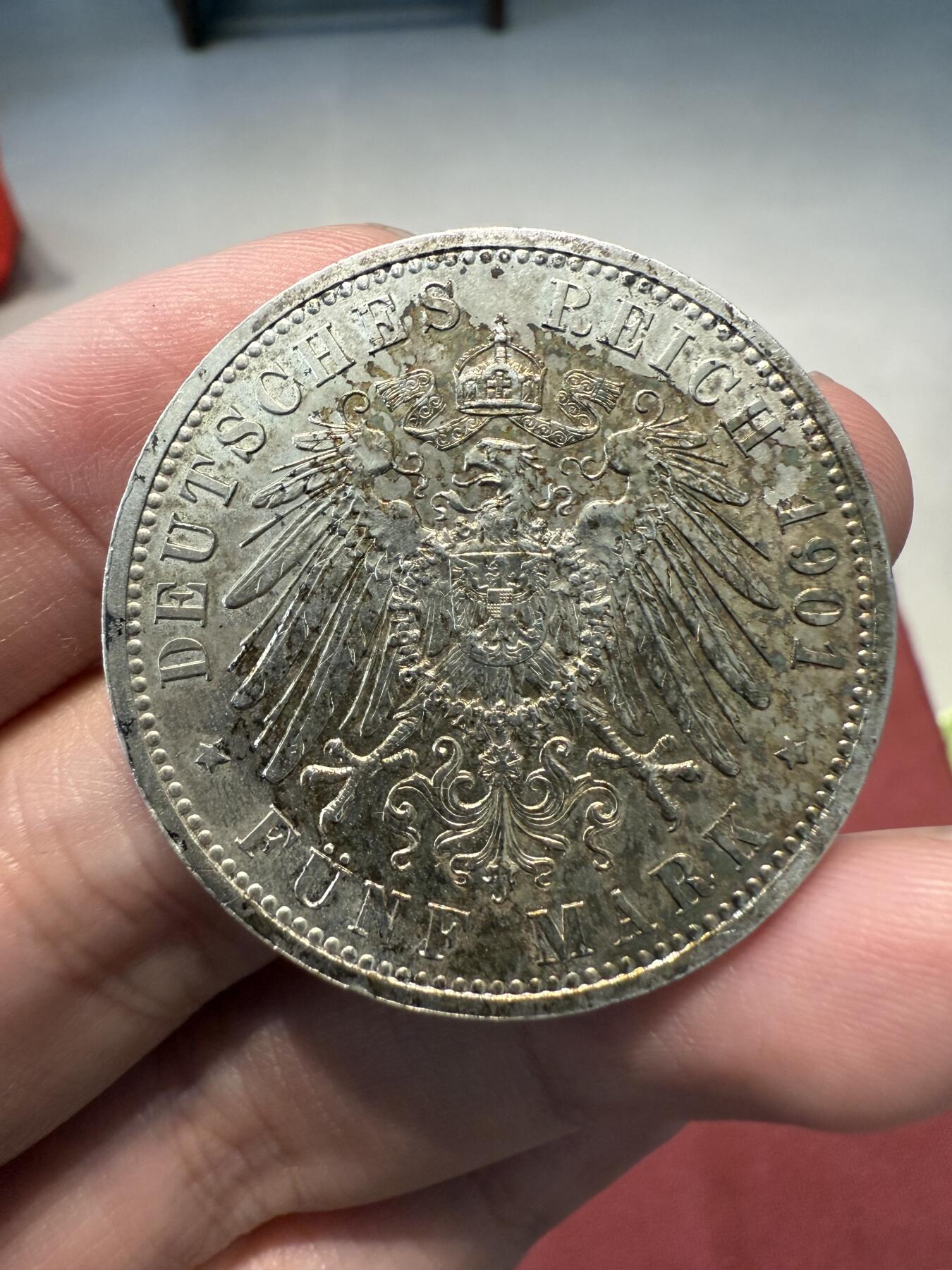 南宋泉阁俄币 外币 国币 专场第十三期【送拍无额外佣金】 德国 1901年 普鲁士建国200周年5马克大银币 好品 老包浆原味
