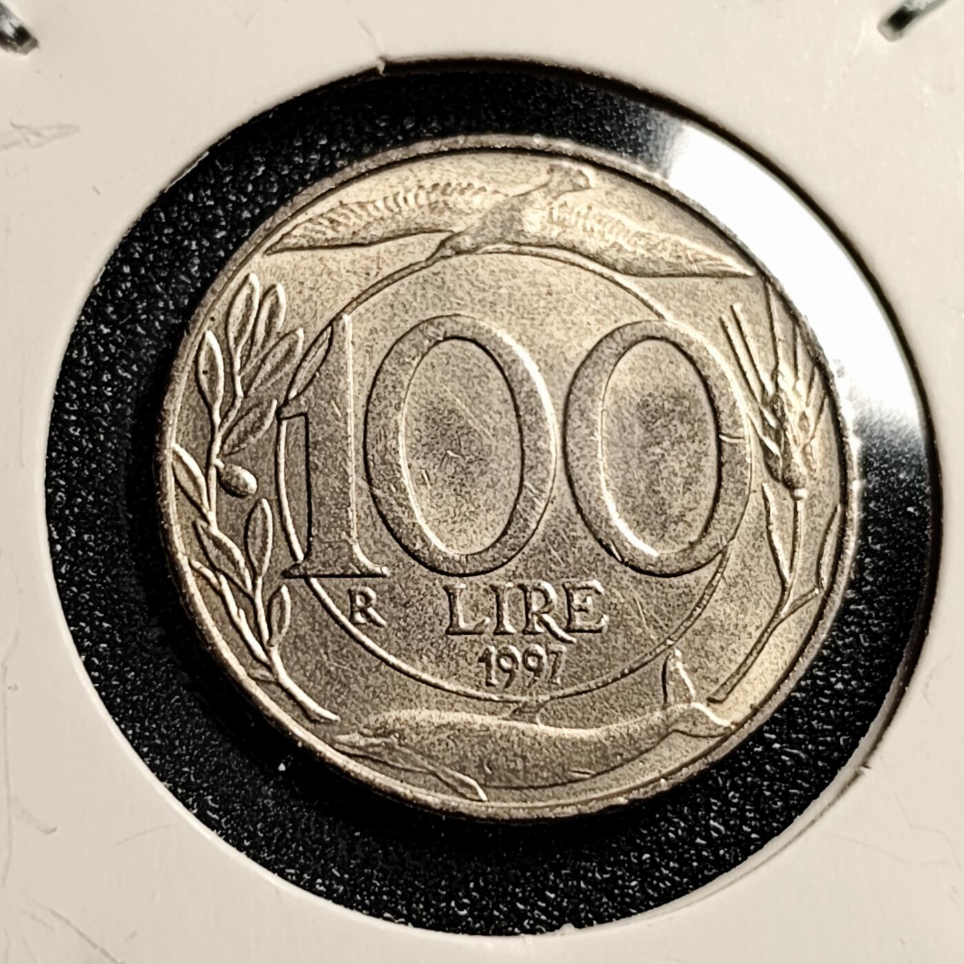 泉币菌-第45场-周末精品福利场 意大利1997年 100里拉 丰收女神 直径22mm