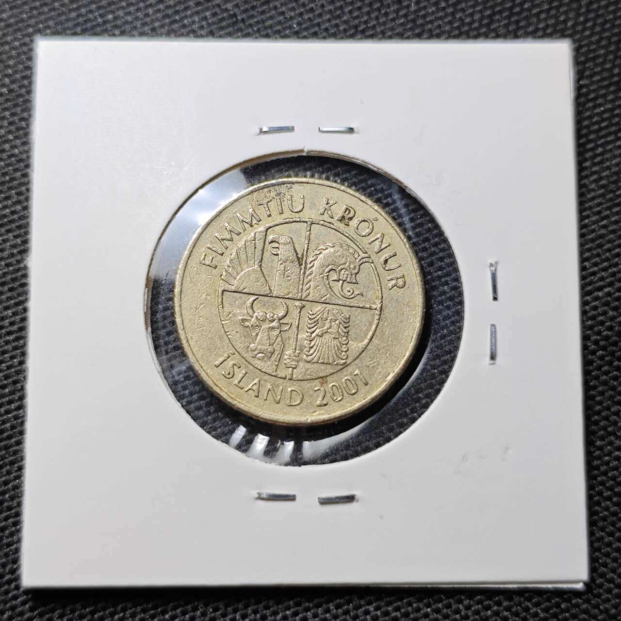 KK钱币收藏小铺 第305期 2月预留时间 周末发货 2001冰岛50克郎