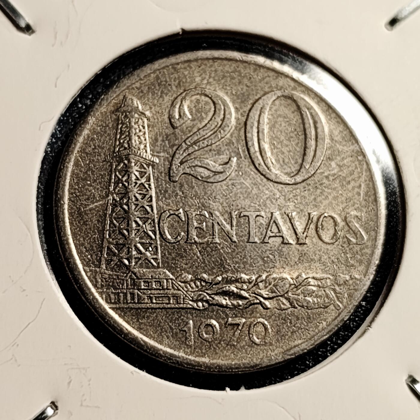 泉币菌-第45场-周末精品福利场 巴西1970年20分 货船起重机/自由女神 铜镍币