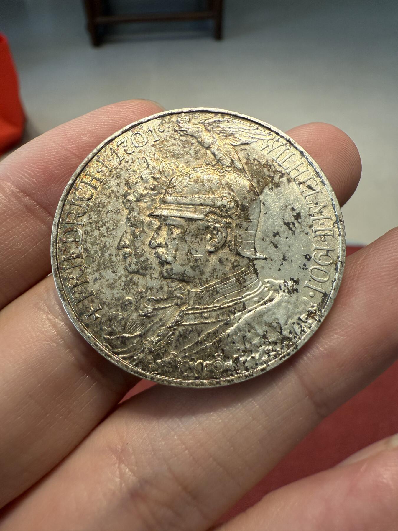 南宋泉阁俄币 外币 国币 专场第十三期【送拍无额外佣金】 德国 1901年 普鲁士建国200周年5马克大银币 好品 老包浆原味